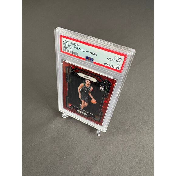 2023-24 Panini Prizm Victor Wembanyama Red Ice Rookie RC #136 PSA 10 Gem Mint - Picture 3 of 8